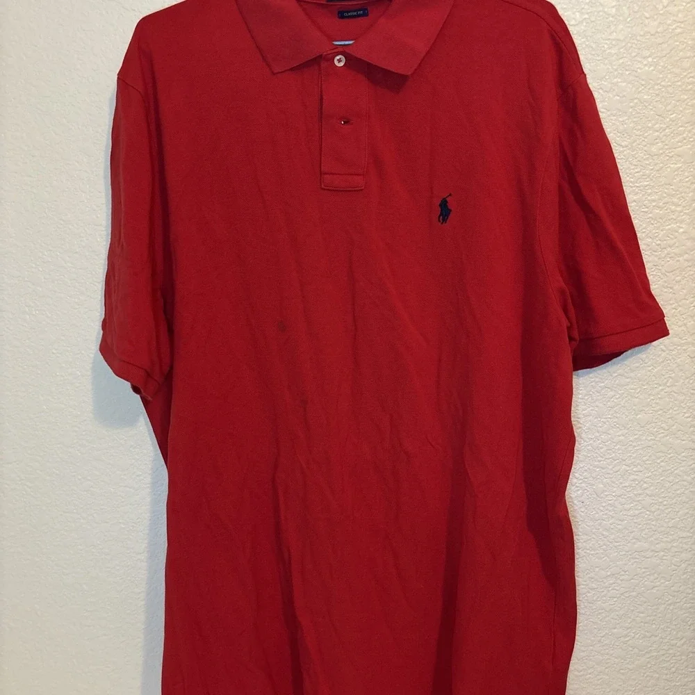Polo Ralph Lauren‎ Classic Fit red  Short Sleeve Polo Shirt Mens XL